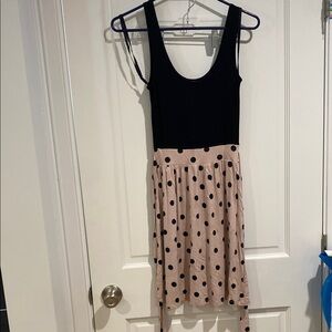 Black and beige pink Polka Dot Dress